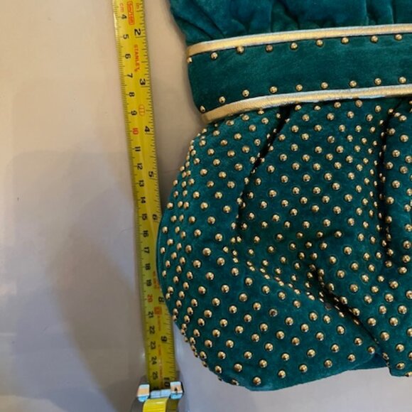 VINTAGE ISABEL | Made In the USA Emerald Green Bag with Gold Studs - Picture 13 of 16